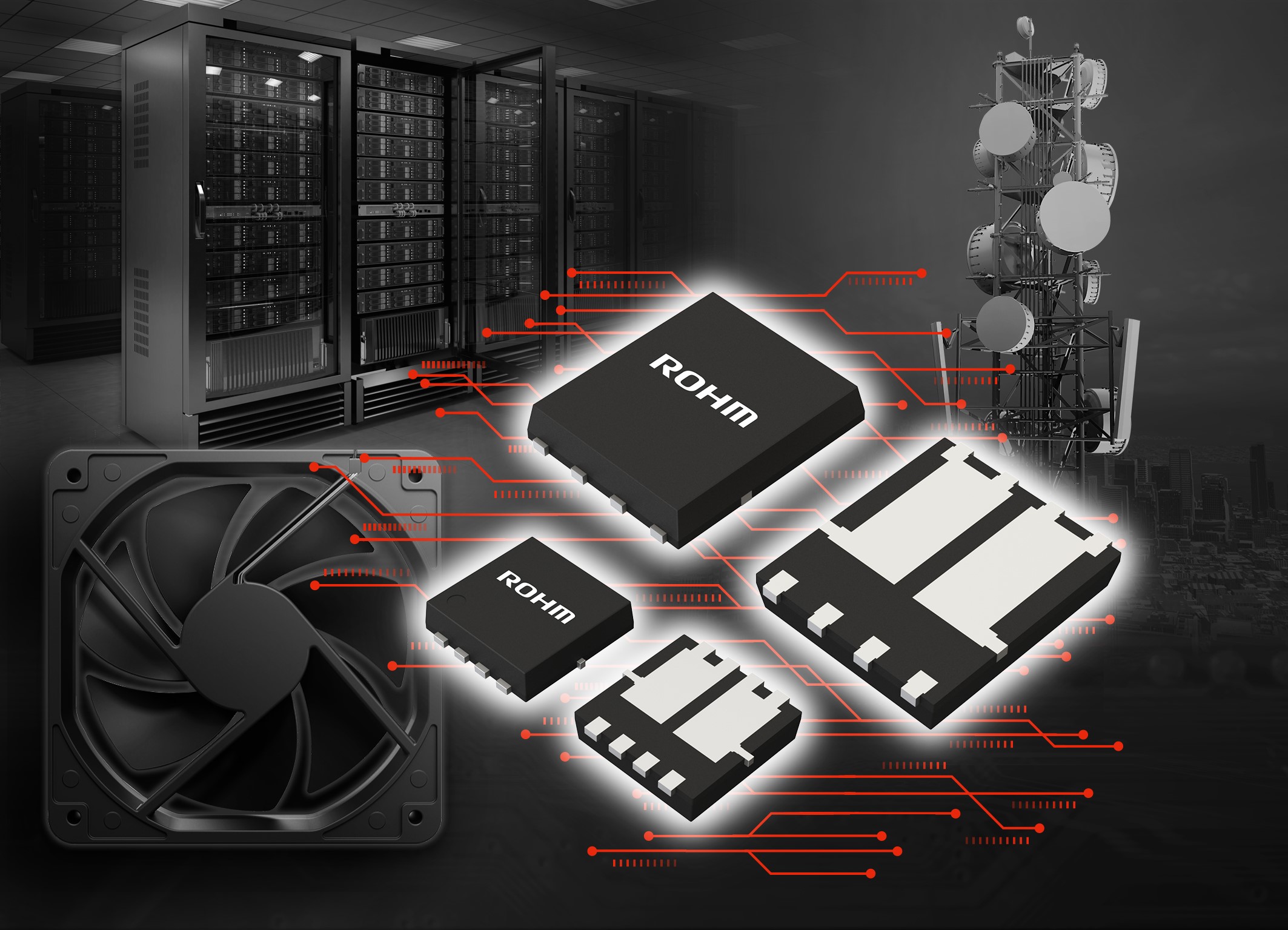 ファンモーターの省スペース化にデュアルMOSFET